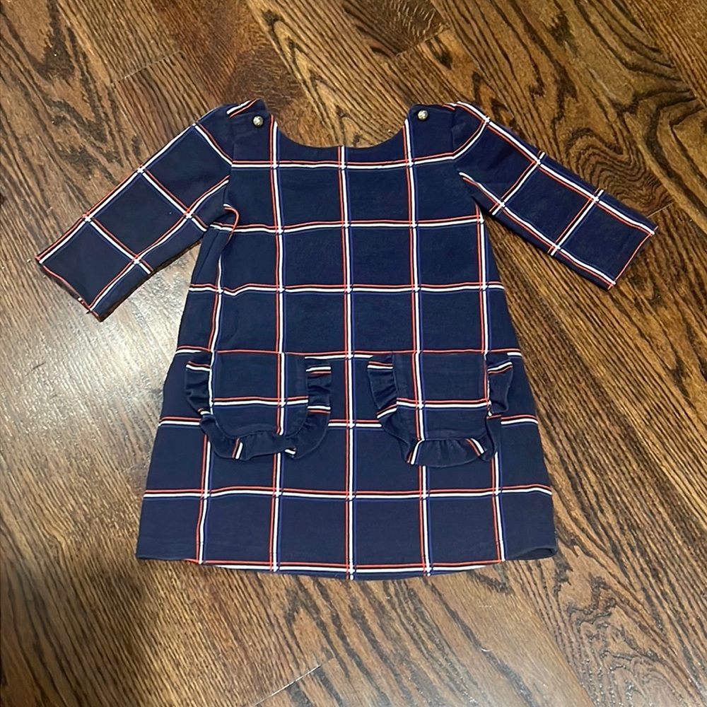 Janie and Jack Navy Plaid Fall Dress with Front Pockets 2T